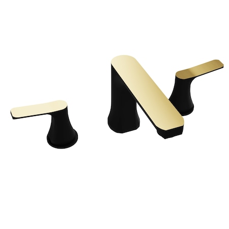 Anzzi 2-Handle 3-Hole Widespread Bathroom Faucet, Matte Black Brushed Gold L-AZ902MB-BG